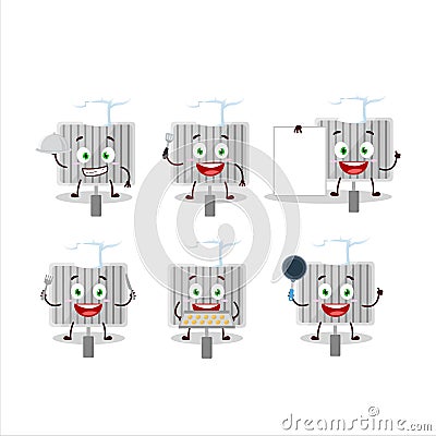 Cartoon character of grill gate with various chef emoticons Vector Illustration