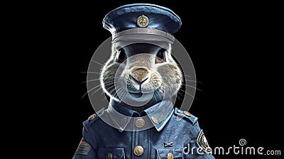 Cartoon character hare in uniform, generative AI. Stock Photo