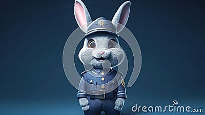 Cartoon character hare in uniform, generative AI. Stock Photo