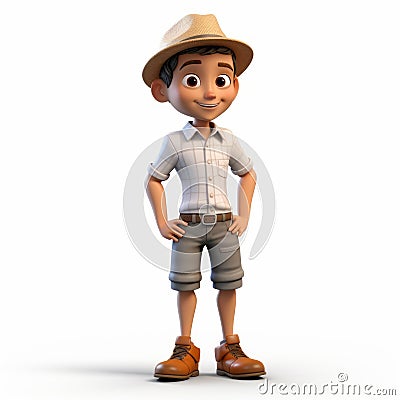 3d Render Cartoon Of Liam With Hat In Maya Style Stock Photo