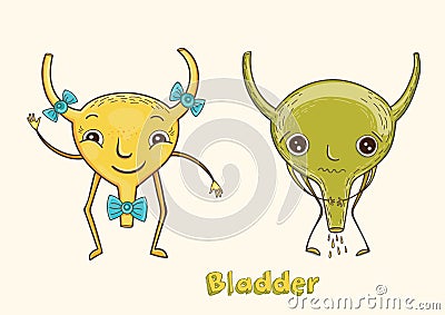 Cartoon character human bladder Vector Illustration