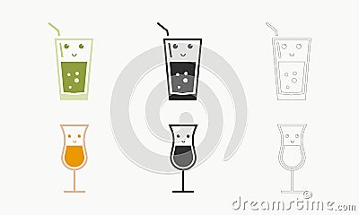 Cartoon character icon drinking glass vector Vector Illustration