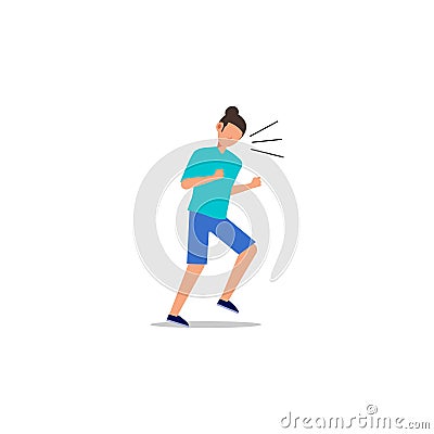 Cartoon character illustration of human action poses postures. Flat design of emotional young man screaming concept isolated on Vector Illustration