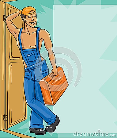 Cartoon character Illustration of plumber in a Vector Illustration