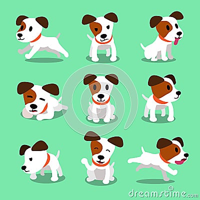 Cartoon character jack russell terrier dog poses Vector Illustration