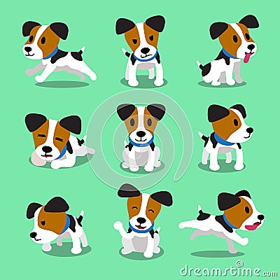 Cartoon character jack russell terrier dog set Vector Illustration