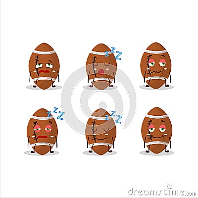 Cartoon character of new rugby ball with sleepy expression Vector Illustration