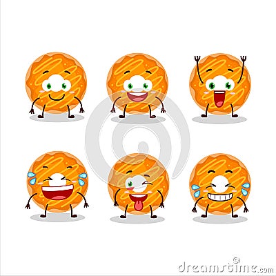 Cartoon character of orange cream donut with smile expression Vector Illustration