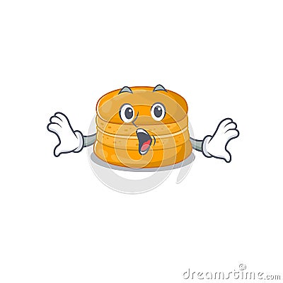 A cartoon character of orange macaron making a surprised gesture Vector Illustration