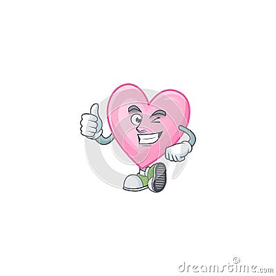 Cartoon character of pink love making Thumbs up gesture Vector Illustration