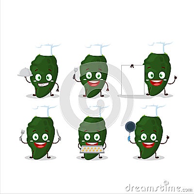 Cartoon character of poblano with various chef emoticons Vector Illustration