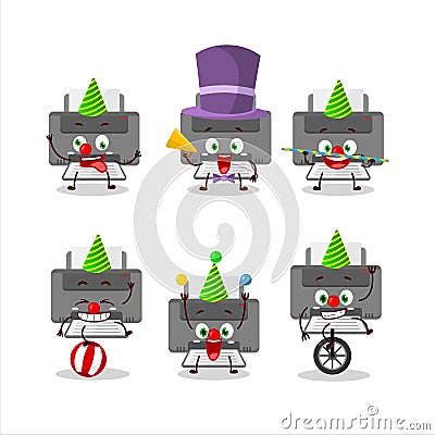 Cartoon character of printer with various circus shows Vector Illustration