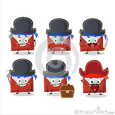 Cartoon character of red love envelope with various pirates emoticons Vector Illustration