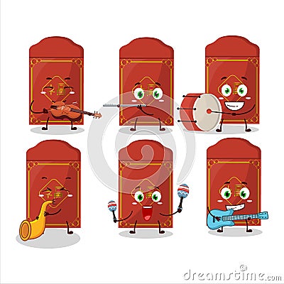 Cartoon character of red packets chinese playing some musical instruments Vector Illustration