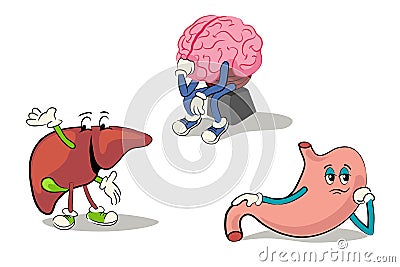 Cartoon character set of human internal organs Vector Illustration