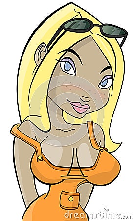 Cartoon character girl mechanic Stock Photo