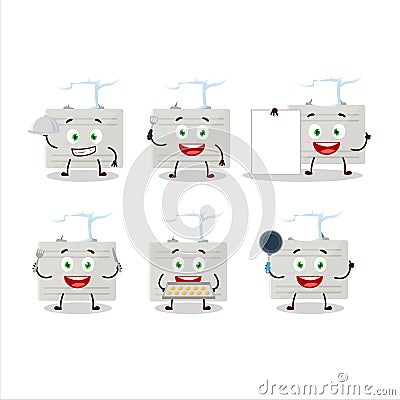 Cartoon character of silver suitcase with various chef emoticons Vector Illustration