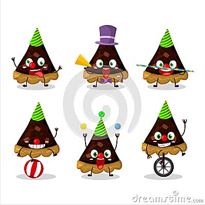 Cartoon character of slice of pecan pie with various circus shows Vector Illustration