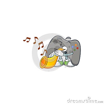 Cartoon character style of black joystick playing a trumpet Vector Illustration