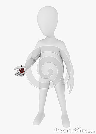 Cartoon character with tick animal in hand Stock Photo