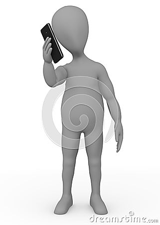 Cartoon character with touchphone Stock Photo