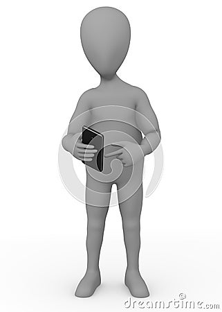 Cartoon character with touchphone Stock Photo