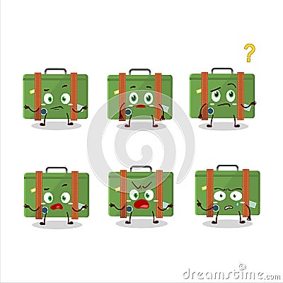 Cartoon character of traveling suitcase with what expression Vector Illustration