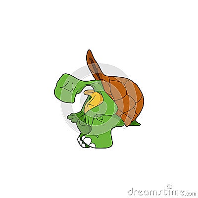 Cartoon character. Turtle sitting. Isolated on white background. Animal theme Vector Illustration