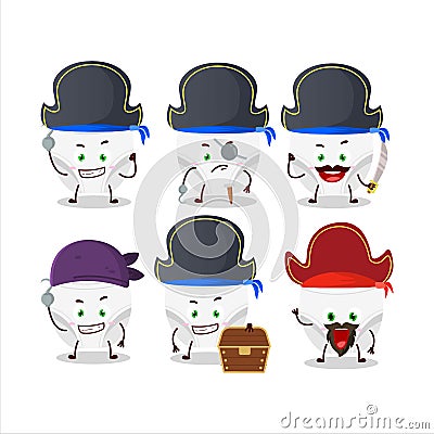 Cartoon character of white baby diapers with various pirates emoticons Vector Illustration