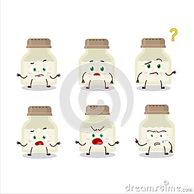 Cartoon character of white pepper bottle with what expression Vector Illustration