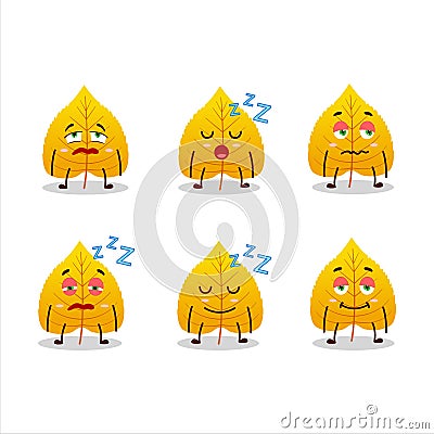Cartoon character of yellow dried leaves with sleepy expression Vector Illustration