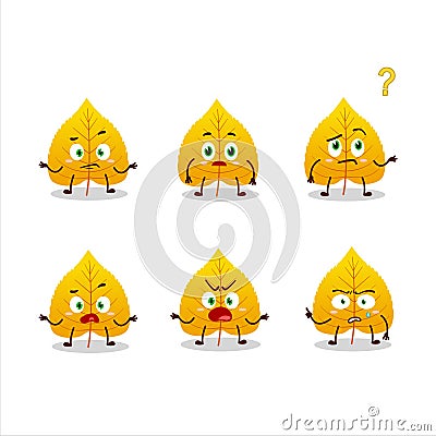 Cartoon character of yellow dried leaves with what expression Vector Illustration