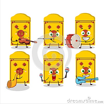 Cartoon character of yellow packets chinese playing some musical instruments Cartoon Illustration