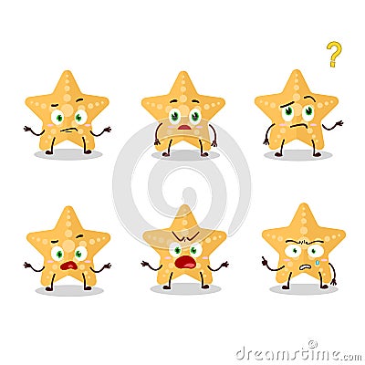 Cartoon character of yellow starfish with what expression Vector Illustration