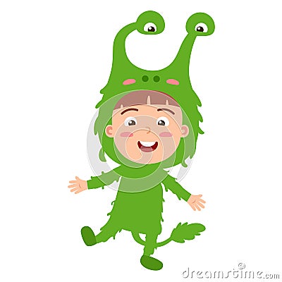 cartoon characters child cosplay alien Vector Illustration