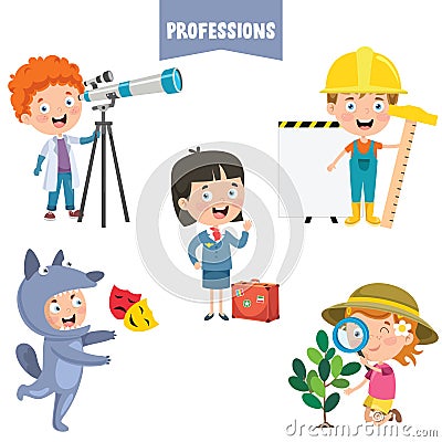 Cartoon Characters Of Different Professions Vector Illustration