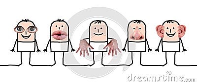 Cartoon characters and five senses Stock Photo