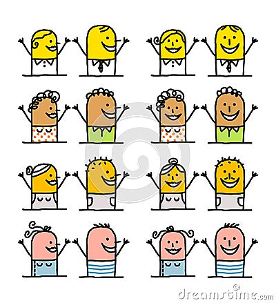 Cartoon characters - happy people Vector Illustration