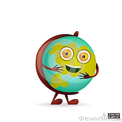 Cartoon characters icon cute globe Vector Illustration
