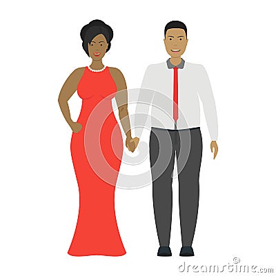 Cartoon Characters People Plus Size Couple. Vector Vector Illustration