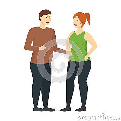 Cartoon Characters People Plus Size Couple. Vector Vector Illustration