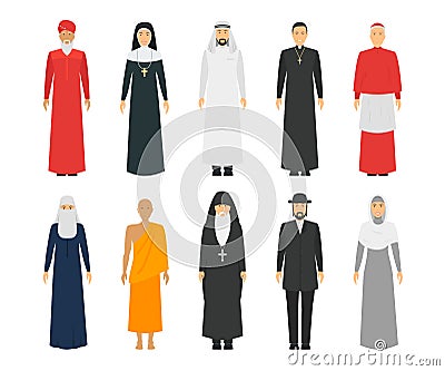 Cartoon Characters Religion People Different Types Set. Vector Vector Illustration