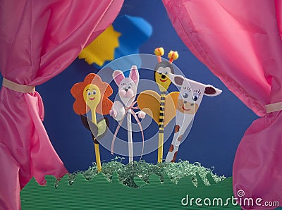 Cartoon characters on stage Stock Photo