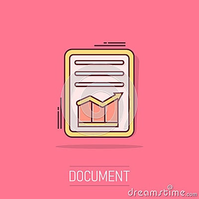 Cartoon checklist icon in comic style. Document check illustration pictogram. Diagram graph sign splash business concept Vector Illustration