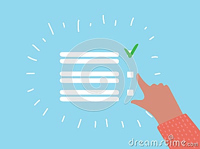 Cartoon checklist with red check marks and blank copy space on lines over a blue background, vector illustration Vector Illustration