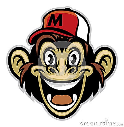 Cartoon of cheerful monkey face Vector Illustration