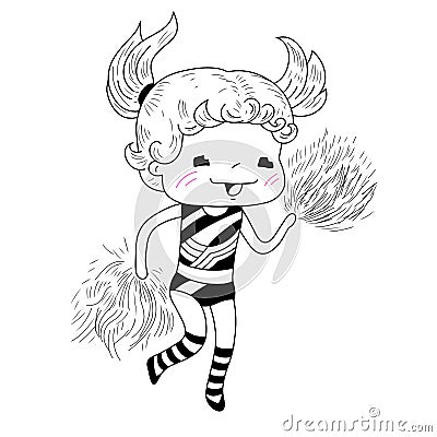 Cartoon cheerleader Vector Illustration