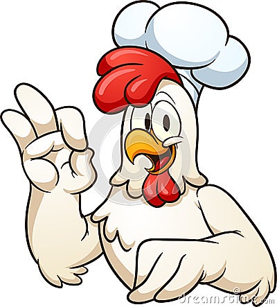 Cartoon chef chicken making the okay hand sign Vector Illustration