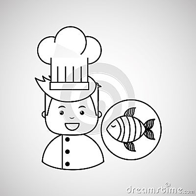 Cartoon chef gourmet fresh fish Vector Illustration