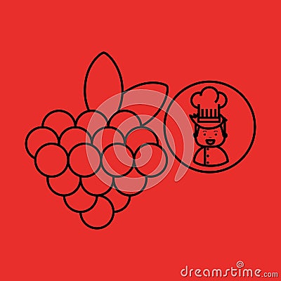 Cartoon chef gourmet grape Vector Illustration